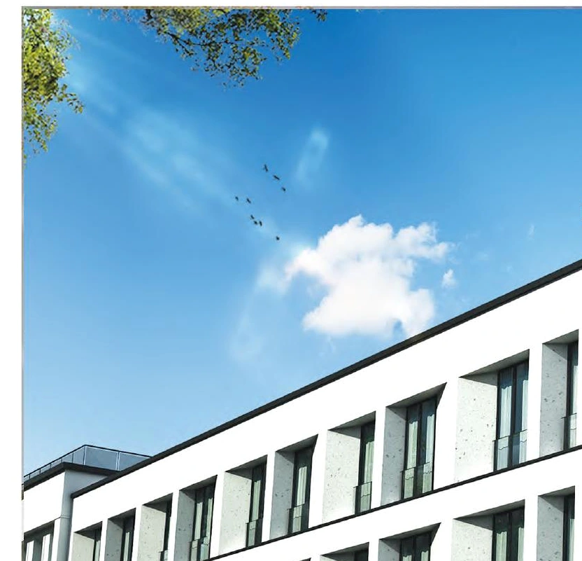 Entwurf für Hotel und studentisches Wohnen in Darmstadt, Modellfoto der Hofsituation
