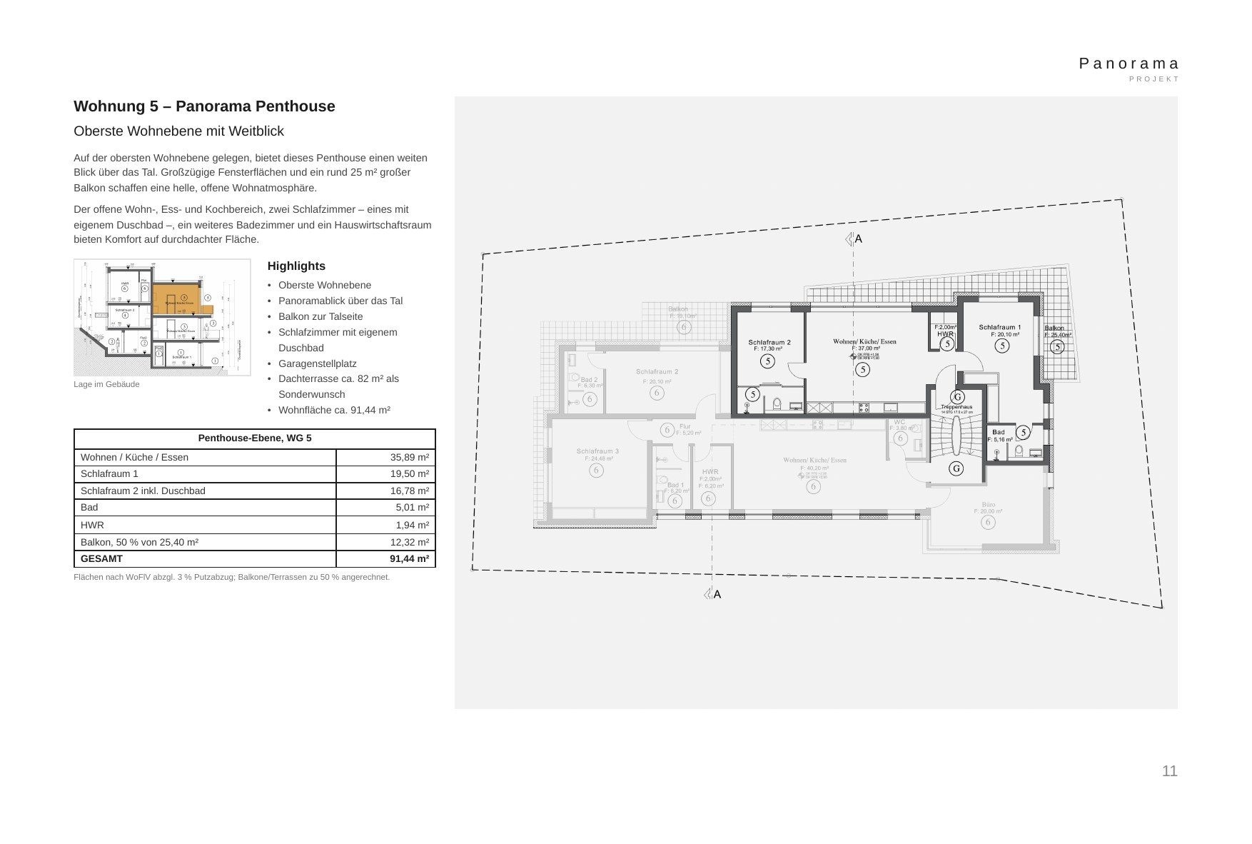 Aktueller Grundriss WE 5 – Panorama Penthouse